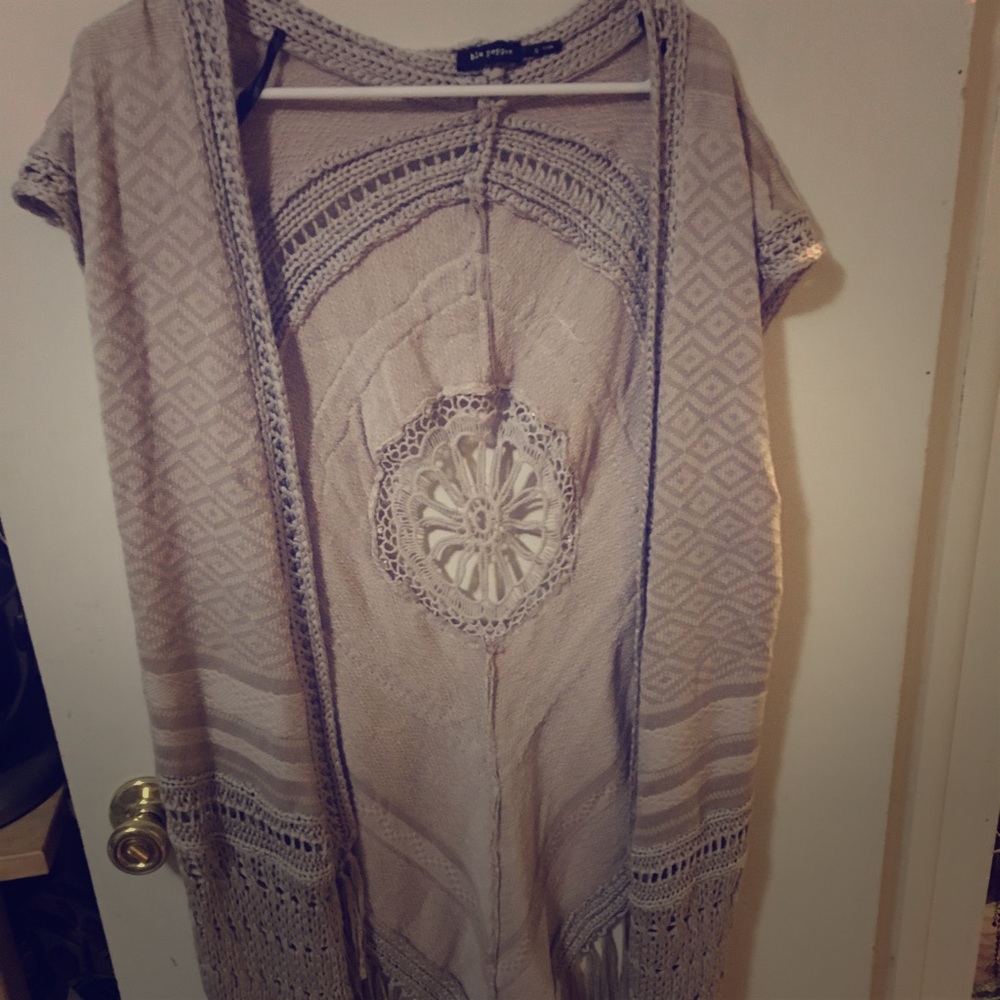 Blue pepper knit fringe vest